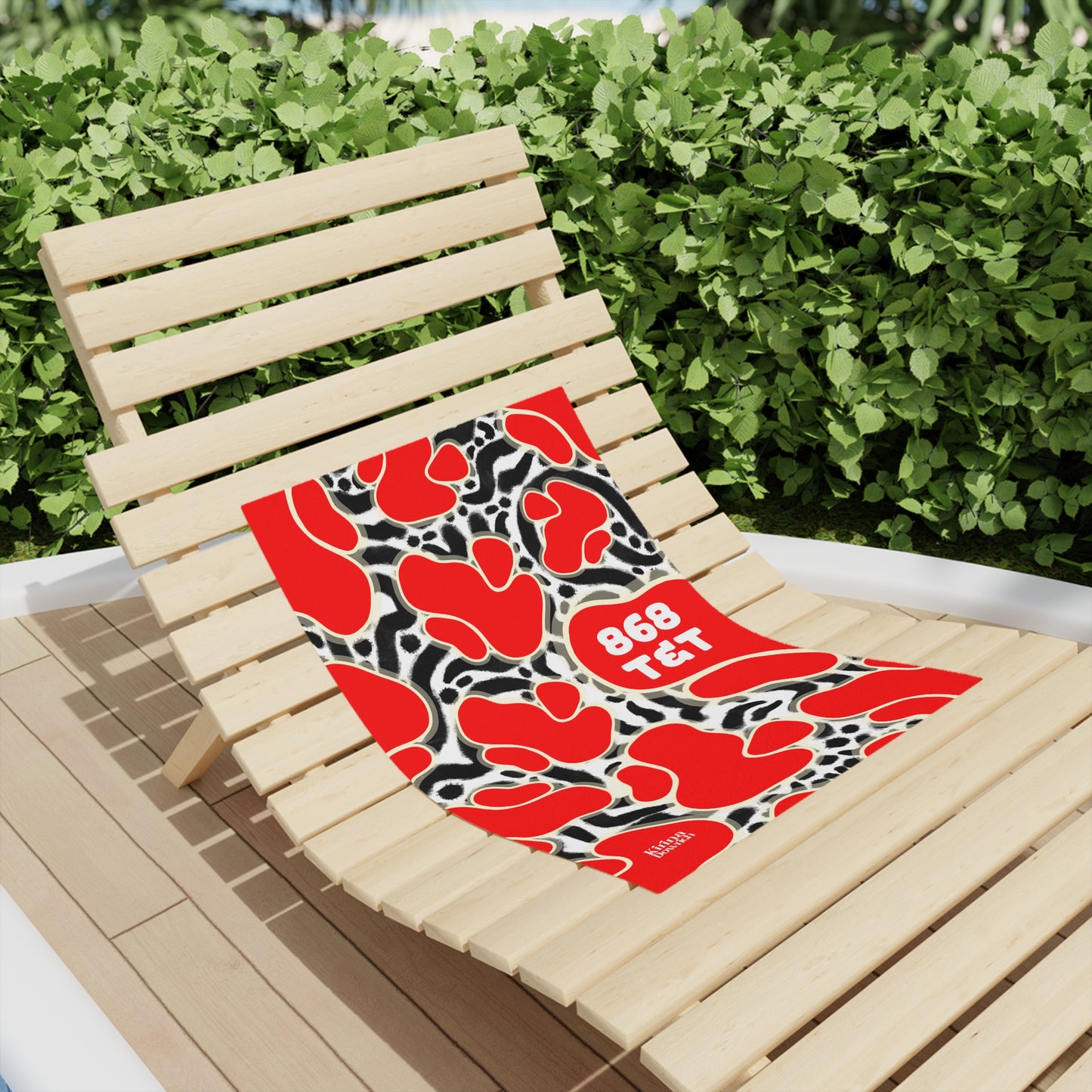 “Red, White and Black” Pattern Beach Towel — Bold Graphic & Abstract Design
