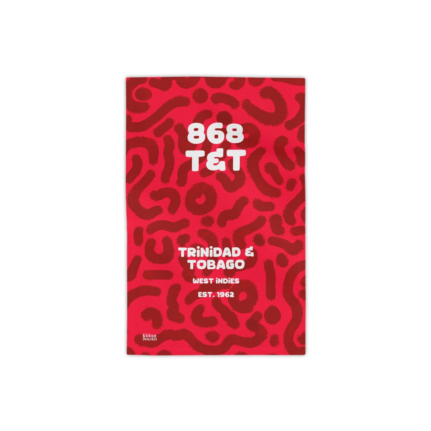 “T&T Stats and Facts” Red Patterned Beach Towel — Bold Floral Graphic & Abstract Design