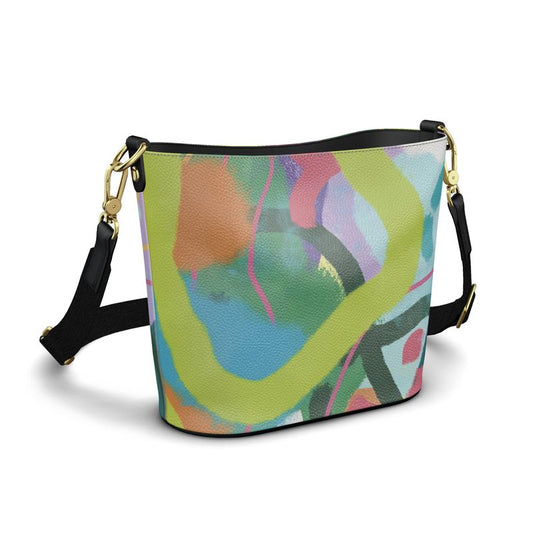 Penzance Large Leather Bucket Tote in “Enigmatic”