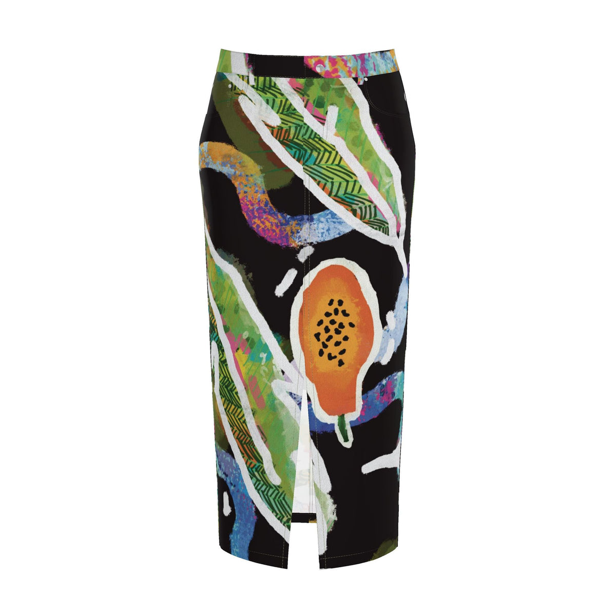 “Island Harvest” Denim Maxi Skirt