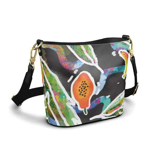 Penzance Large Leather Bucket Tote in “Island Harvest”