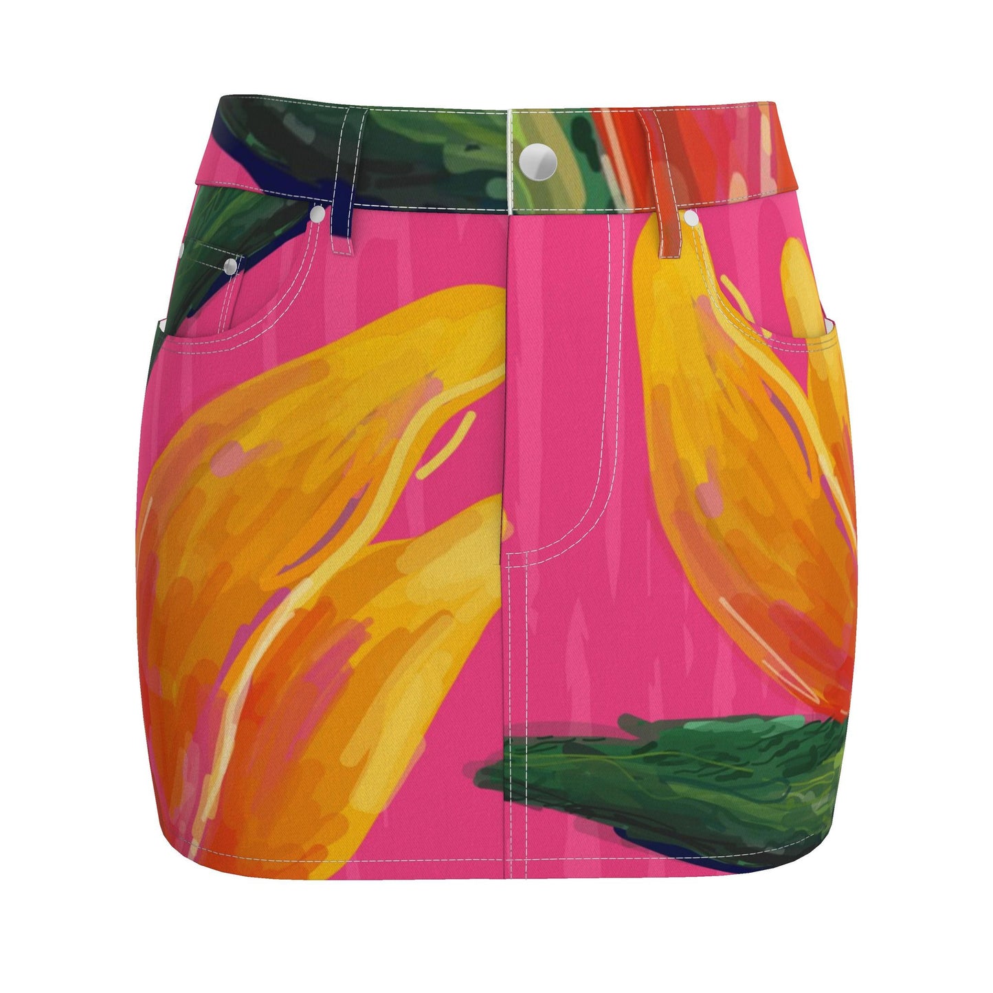 “Oiseau de Paradis” Denim Mini Skirt