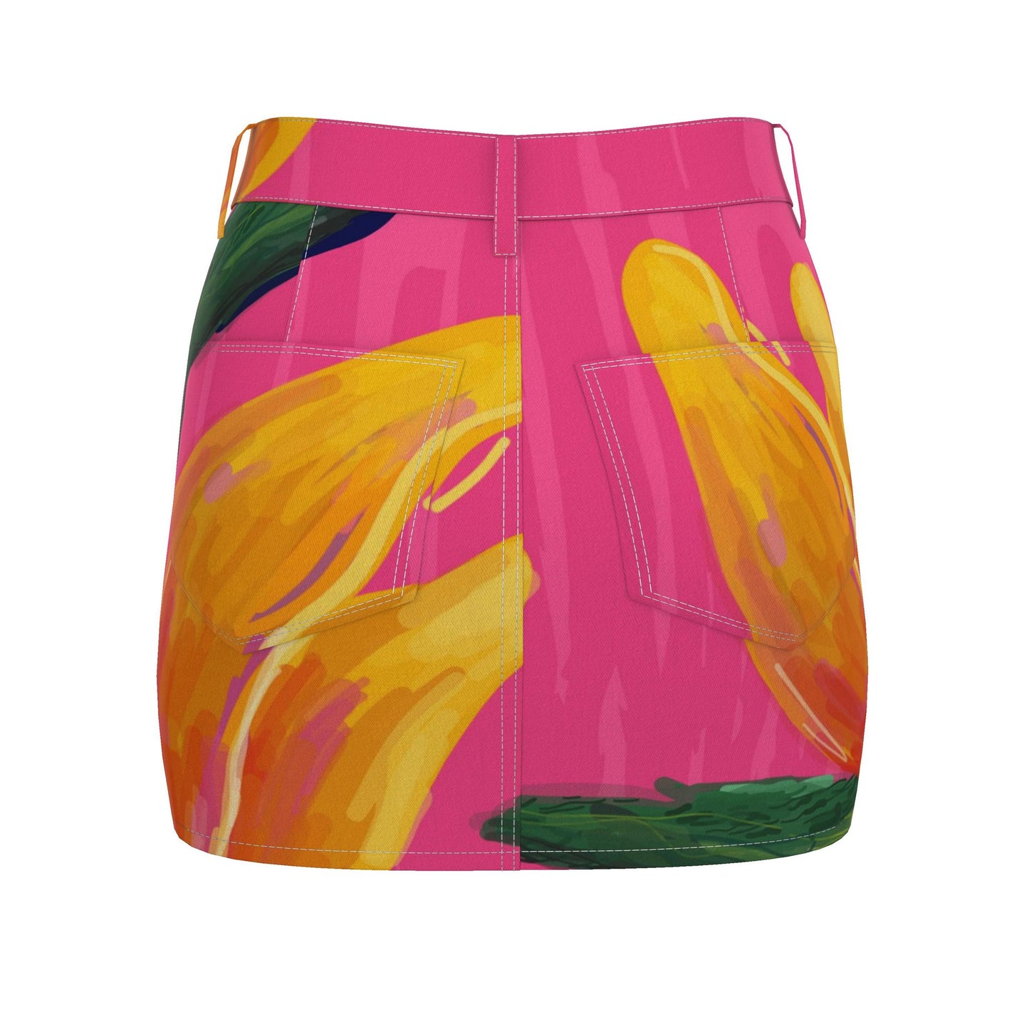 “Oiseau de Paradis” Denim Mini Skirt