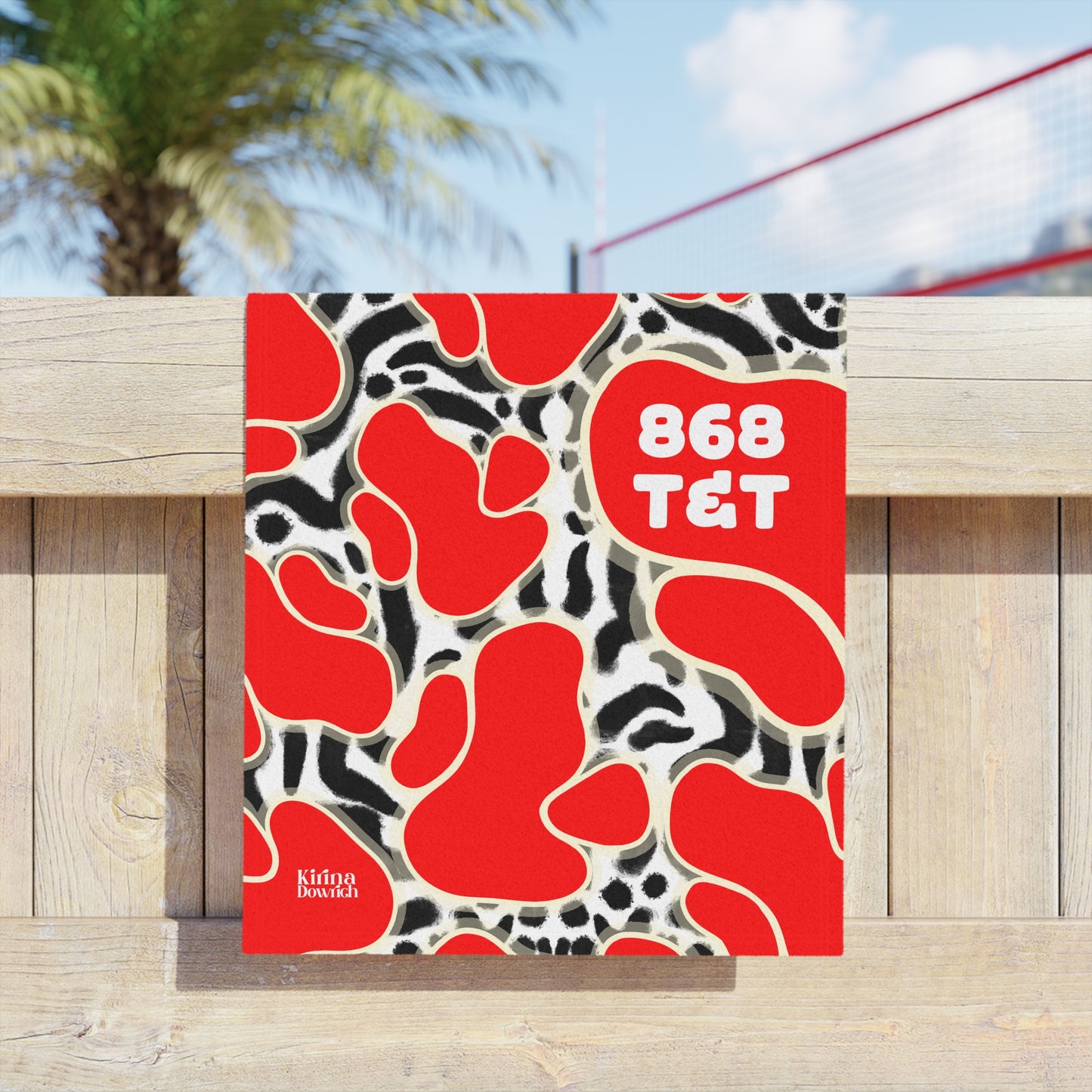 “Red, White and Black” Pattern Beach Towel — Bold Graphic & Abstract Design