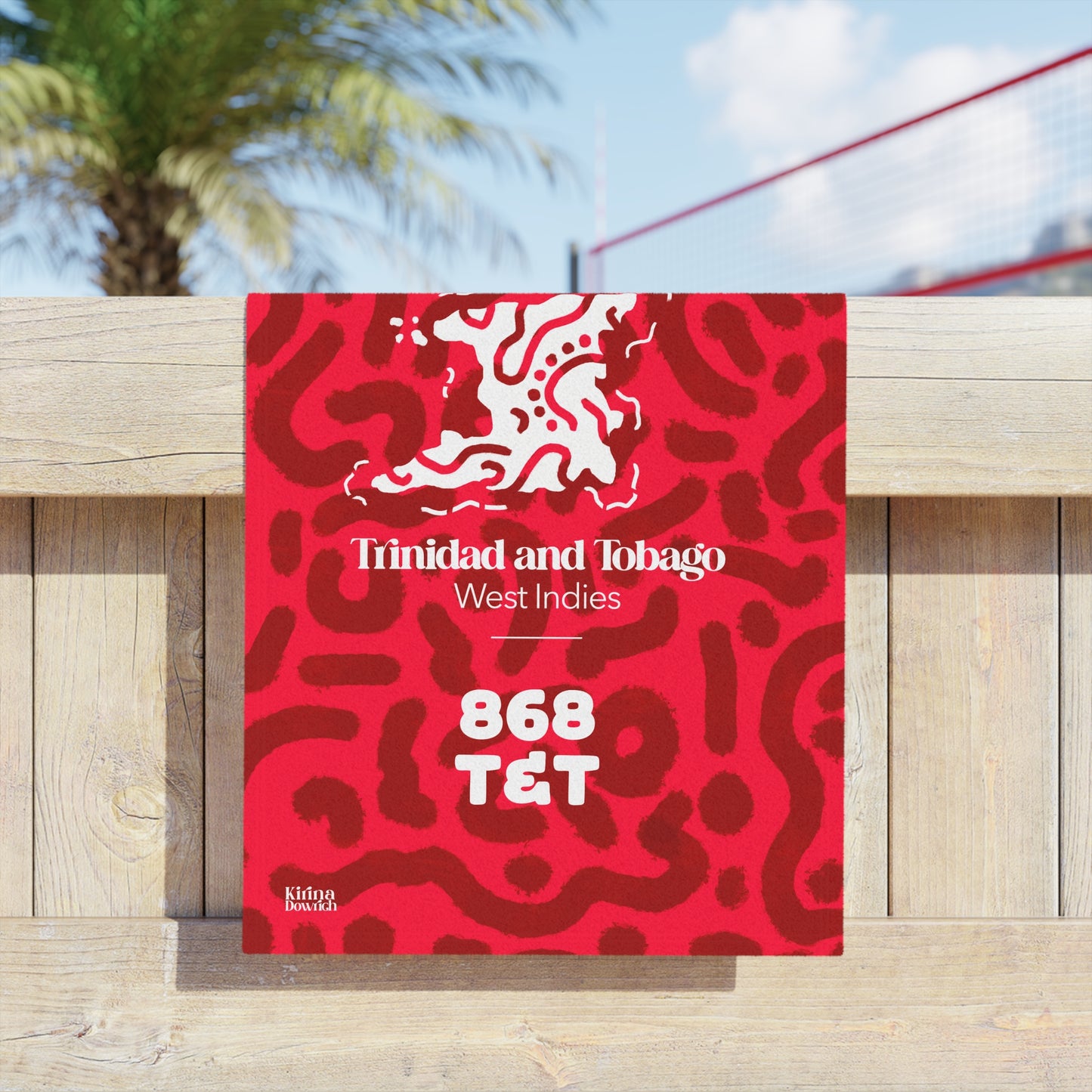 “868 T&T” Patterned Beach Towel — Bold Graphic & Abstract Maze Design