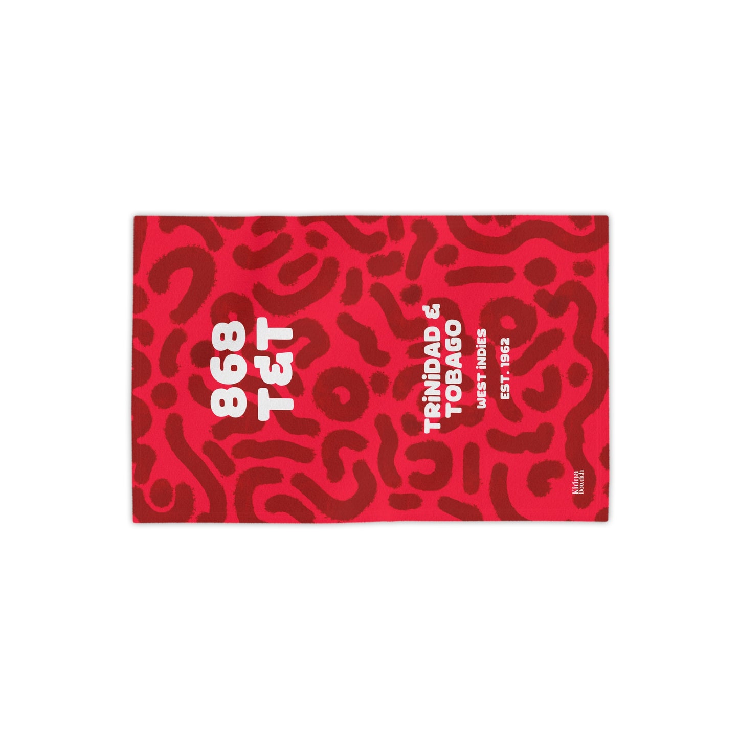 “T&T Stats and Facts” Red Patterned Beach Towel — Bold Floral Graphic & Abstract Design