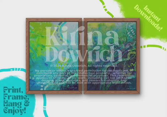 Etchings Series Bundle - “Island Blue” & “Meadows” • Printable Digital Painting Files